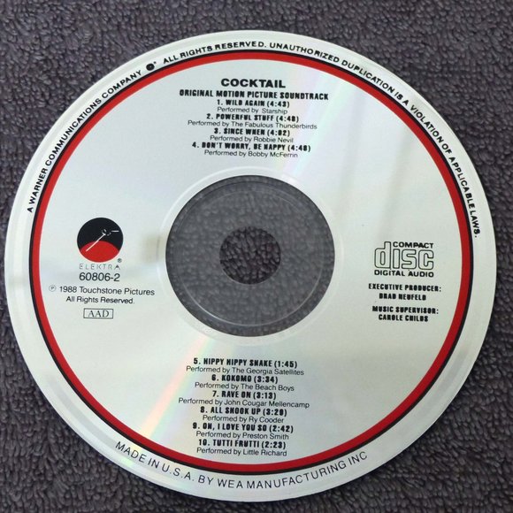 Cocktail Original Motion Picture Soundtrack CD 1988 Elektra Records - Picture 5 of 10